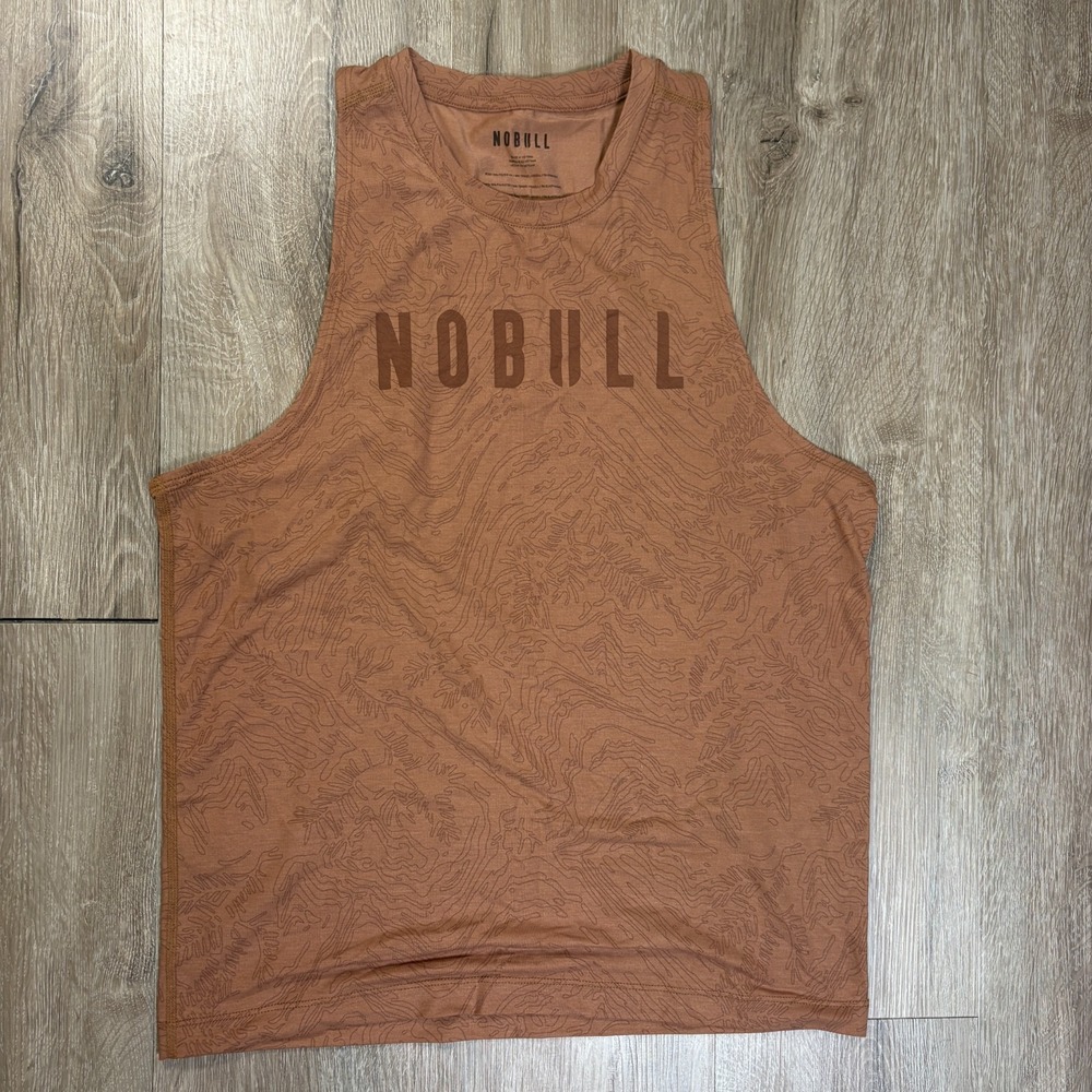 NoBull Mens Tank Top Sleeveless Shirt Size Small Brown Gym Performance